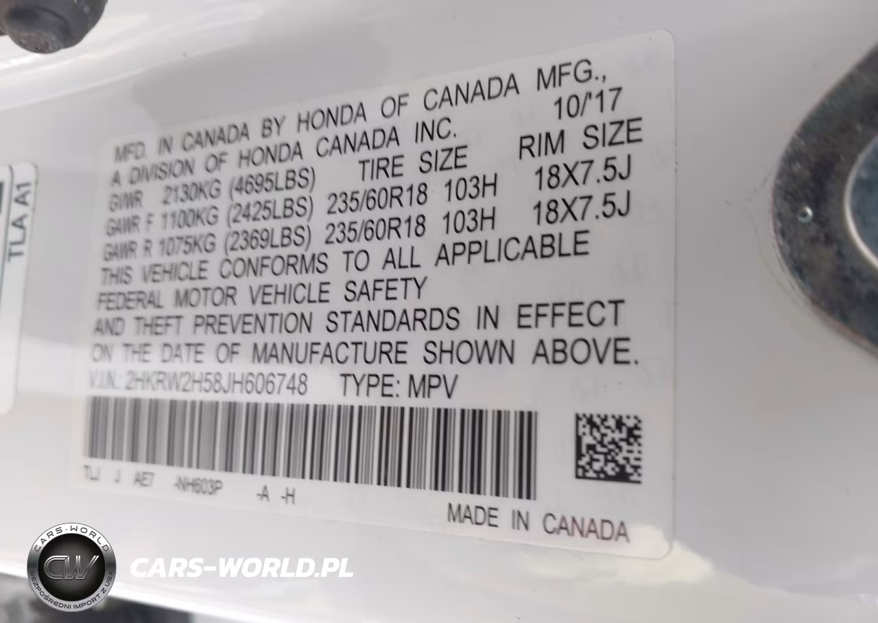 2018 Honda Cr-V Ex VIN:2HKRW2H58JH606748 - 9