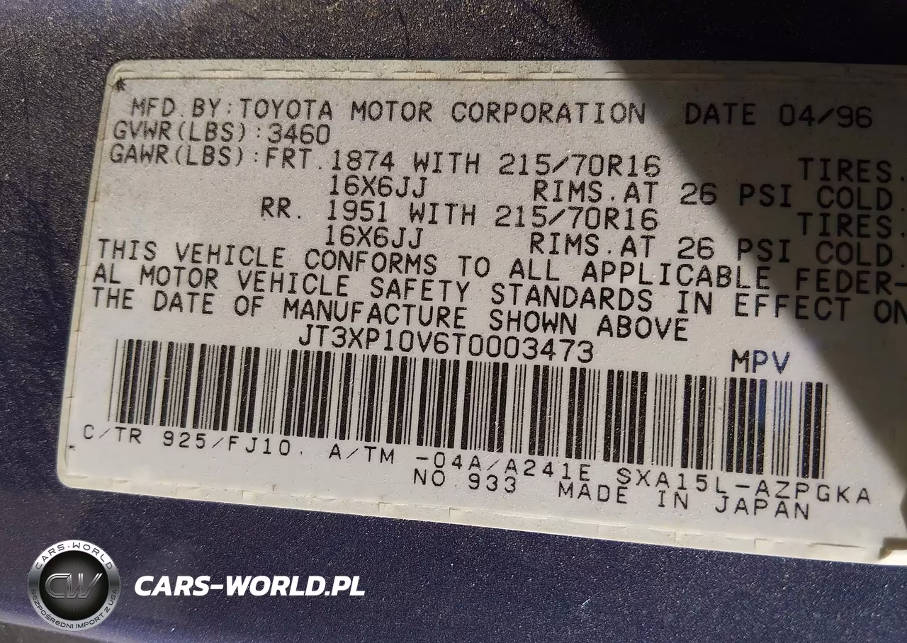 1996 Toyota Rav4 VIN:JT3XP10V6T0003473 - 9