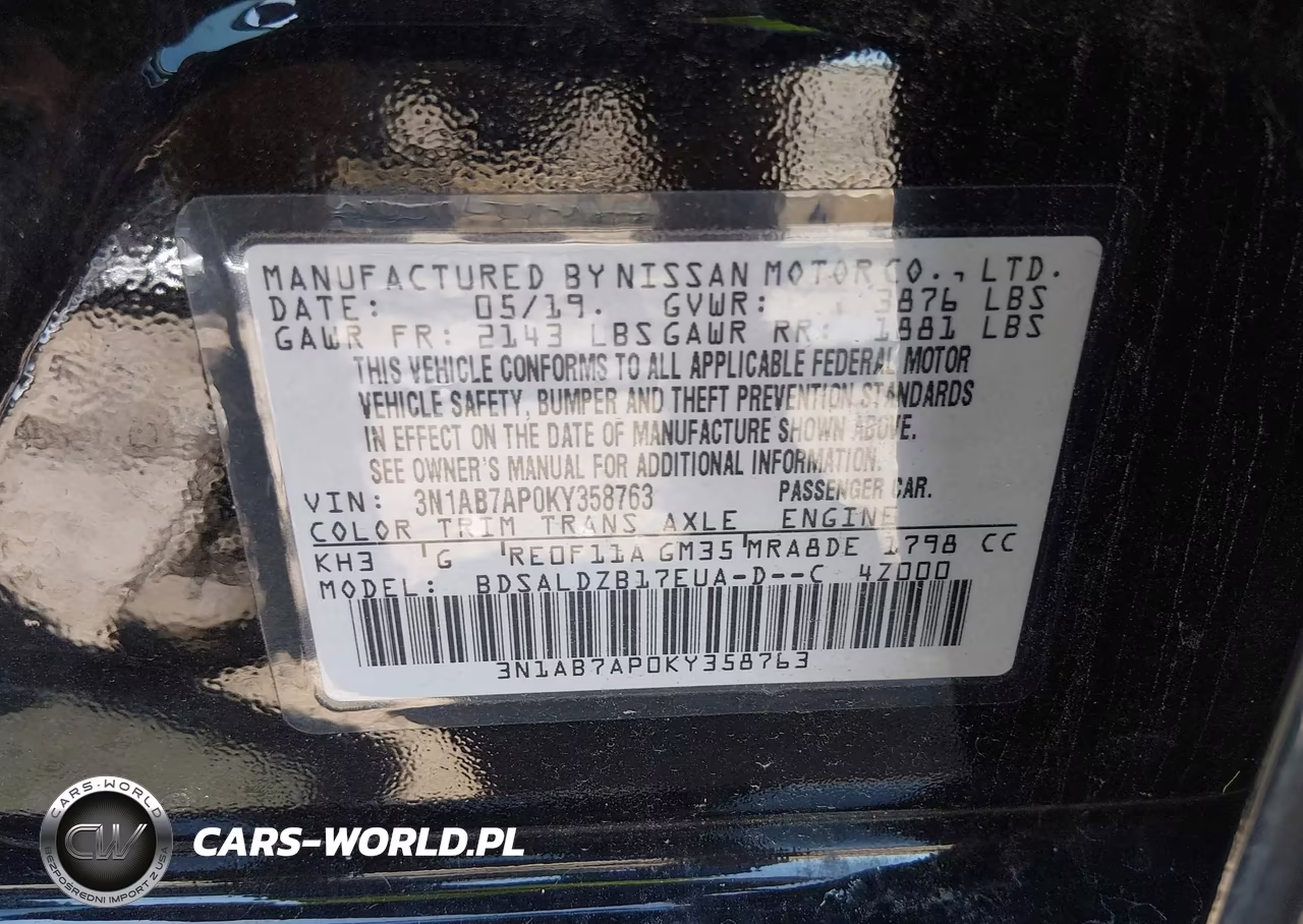 2019 Nissan Sentra Sv VIN:3N1AB7AP0KY358763 - 9