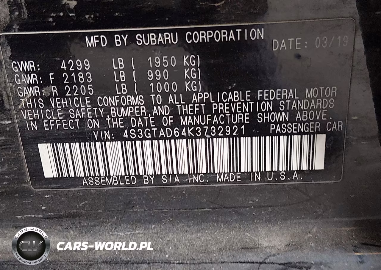 2019 Subaru Impreza 2.0I Premium VIN:4S3GTAD64K3732921 - 9