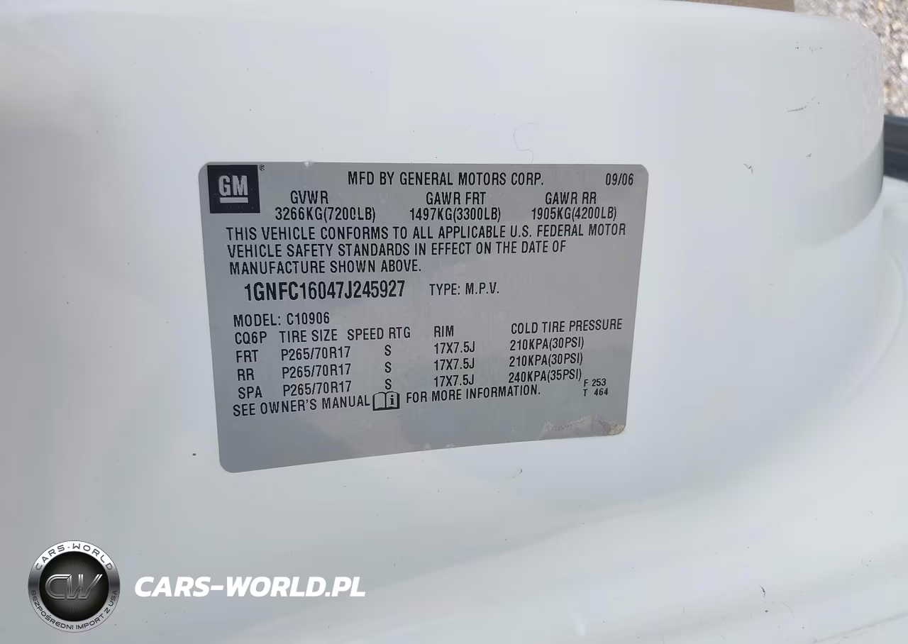 2007 Chevrolet Suburban Lt VIN:1GNFC16047J245927 - 9