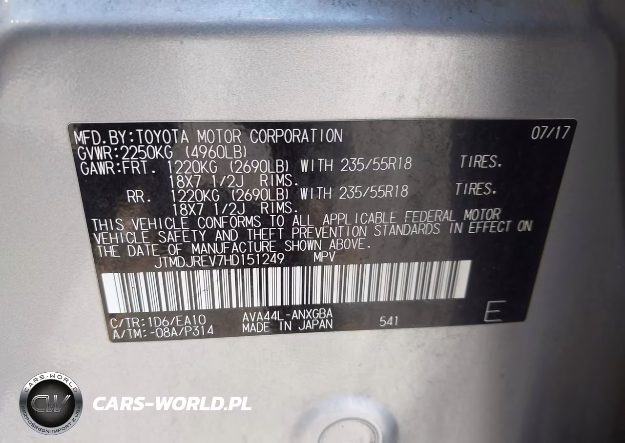 2017 Toyota Rav4 Hybrid Limited VIN:JTMDJREV7HD151249 - 9