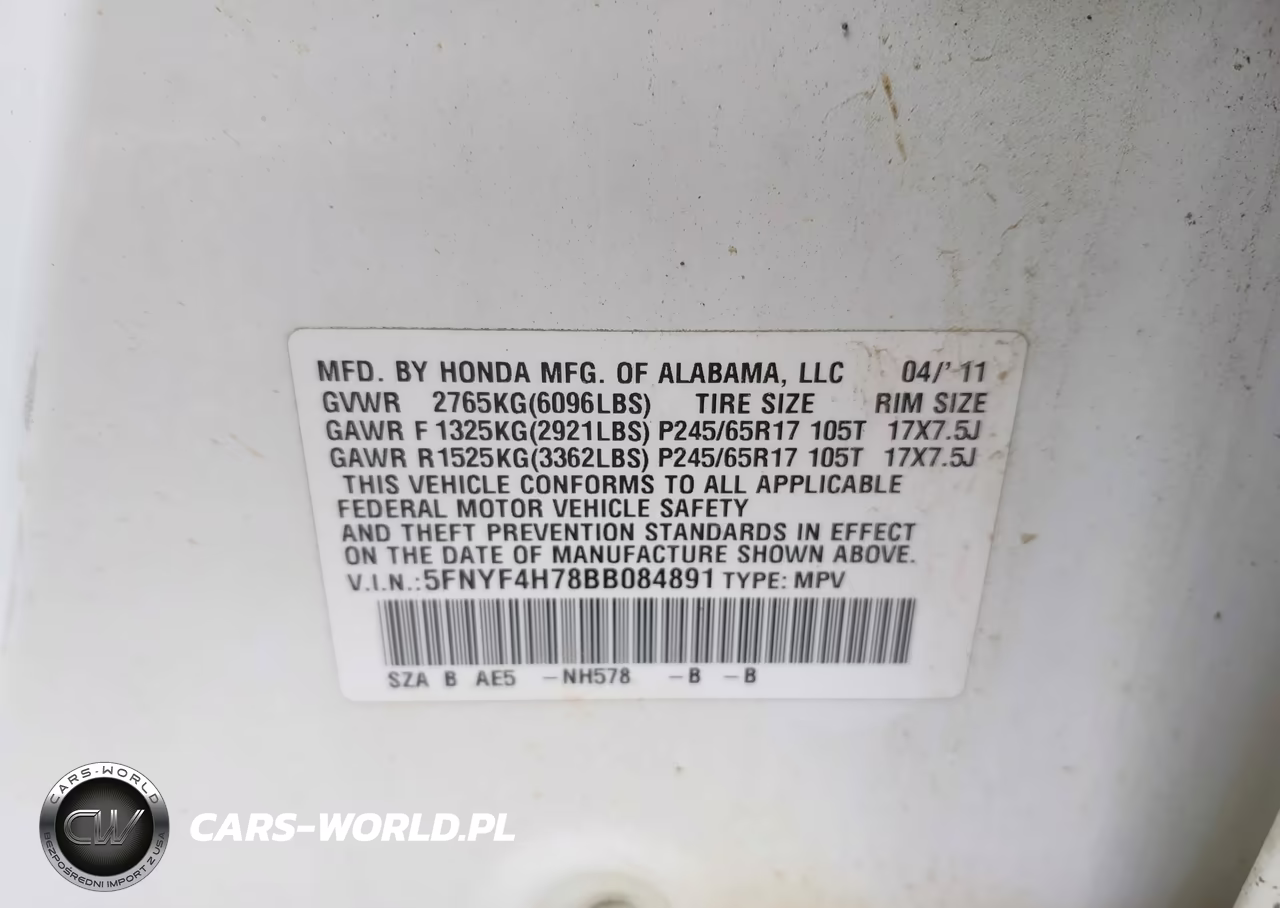 2011 Honda Pilot Ex-L VIN:5FNYF4H78BB084891 - 9