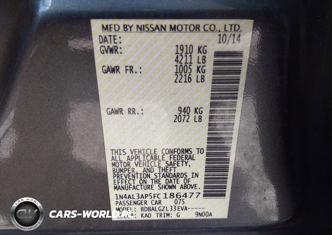 2015 Nissan Altima 2.5-2.5 S-2.5 Sl-2.5 Sv VIN:1N4AL3AP5FC186477 - 9