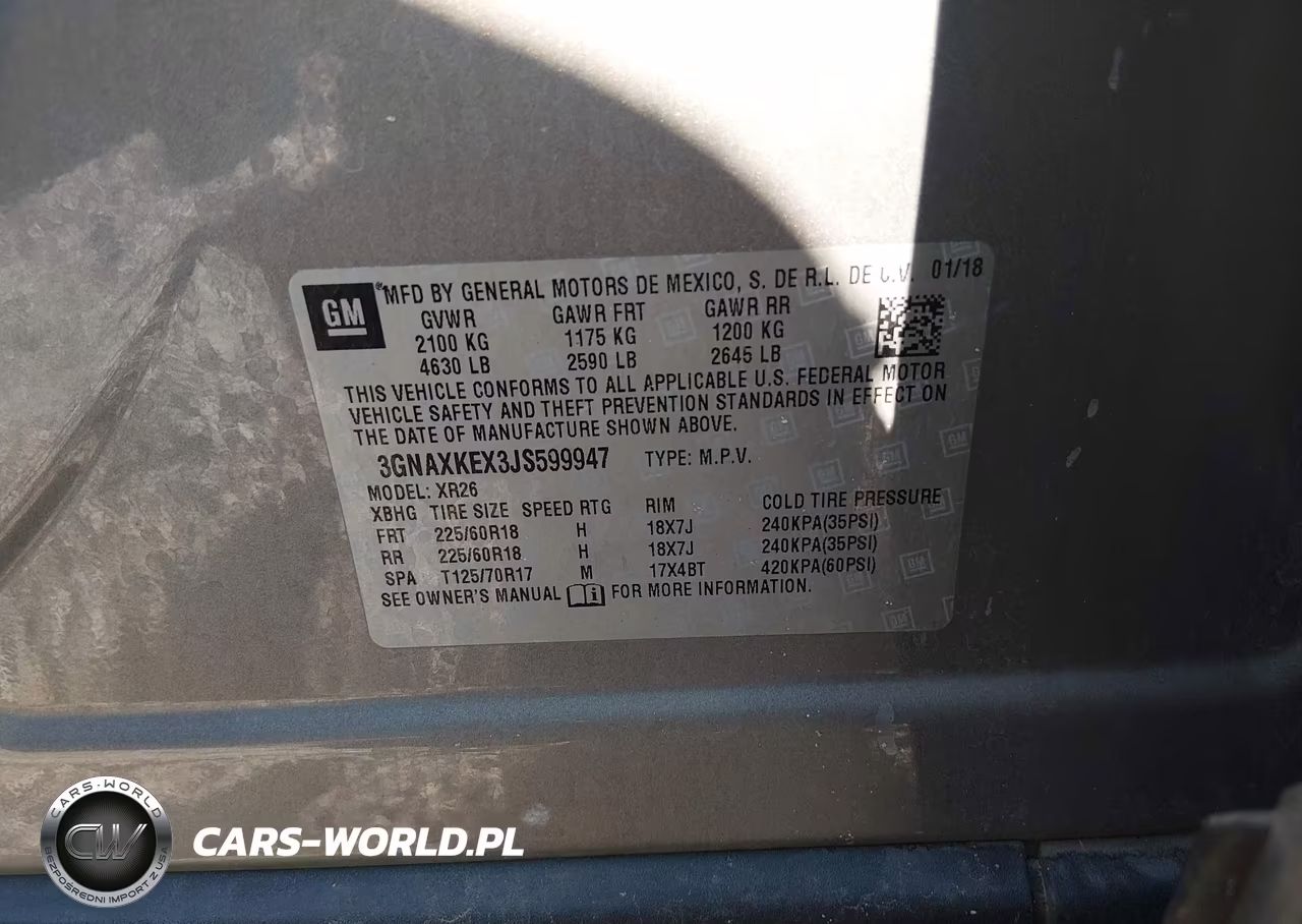2018 Chevrolet Equinox Lt VIN:3GNAXKEX3JS599947 - 9
