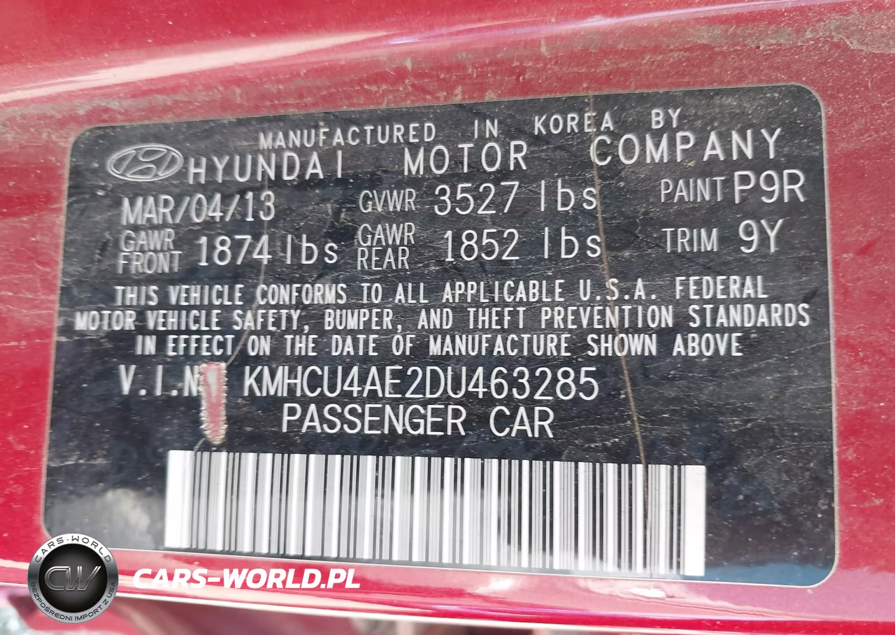 2013 Hyundai Accent Gls VIN:KMHCU4AE2DU463285 - 9