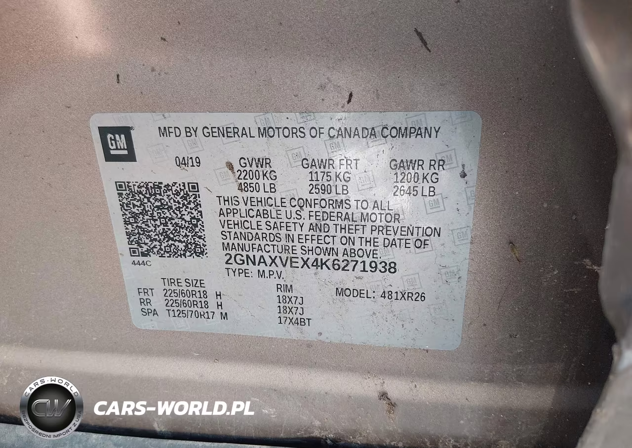 2019 Chevrolet Equinox Lt VIN:2GNAXVEX4K6271938 - 9