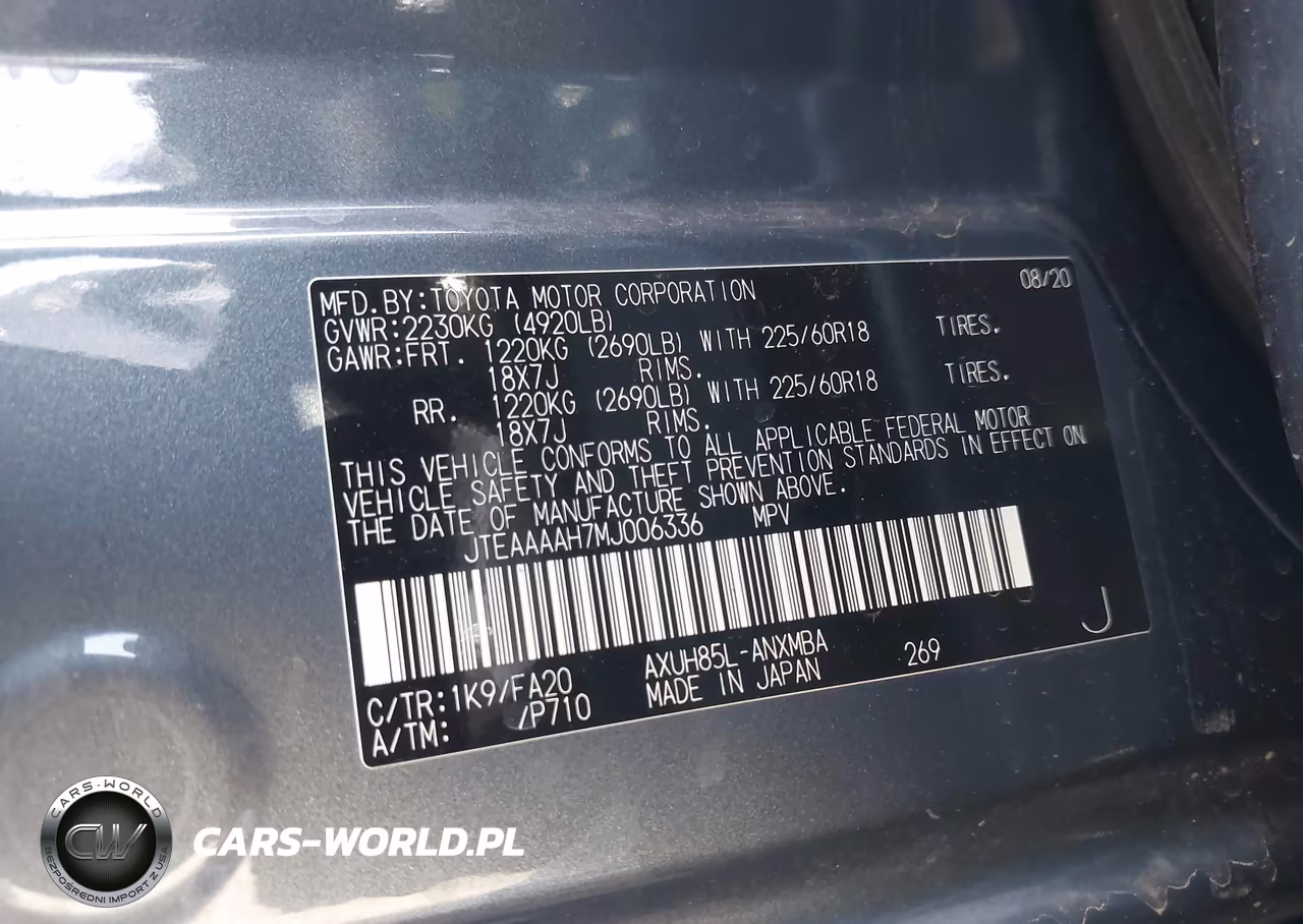 2021 Toyota Venza Le VIN:JTEAAAAH7MJ006336 - 9