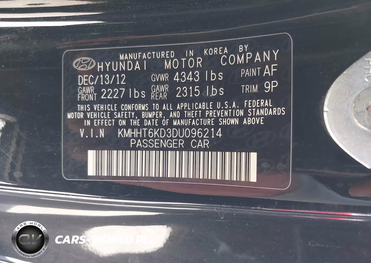 2013 Hyundai Genesis 2.0T VIN:KMHHT6KD3DU096214 - 9