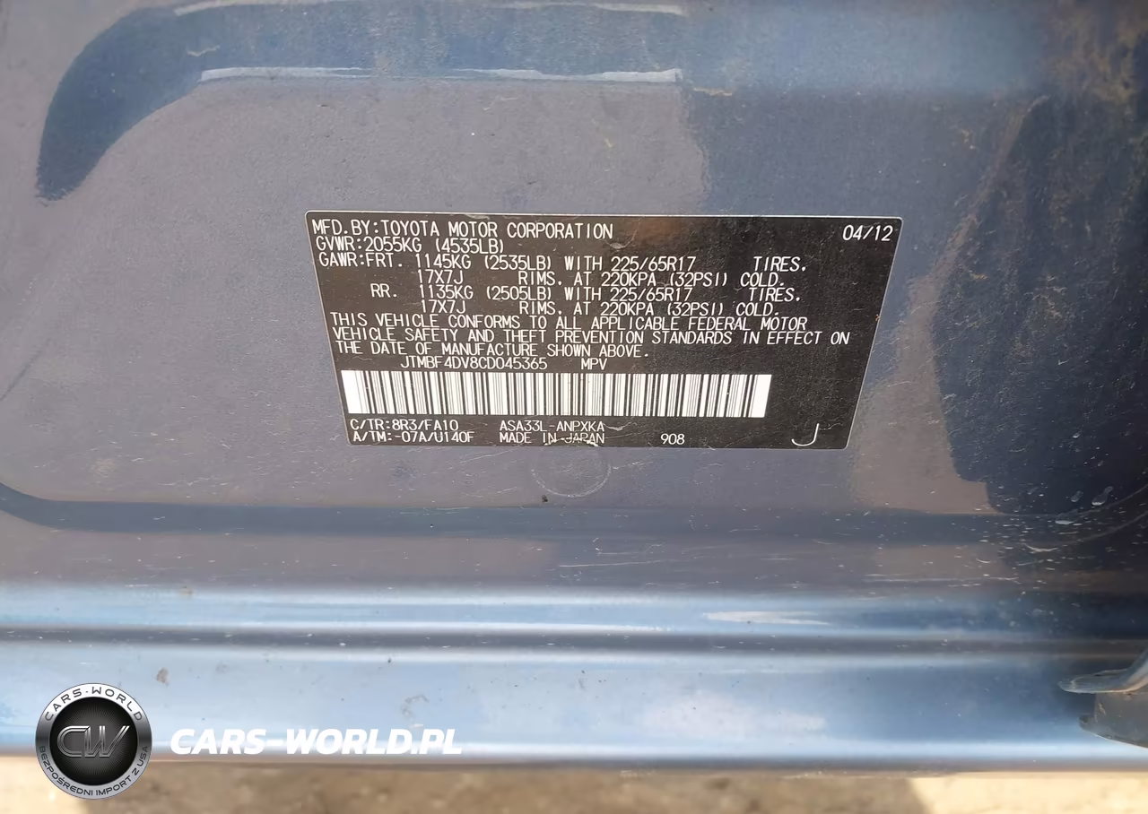 2012 Toyota Rav4 VIN:JTMBF4DV8CD045365 - 9