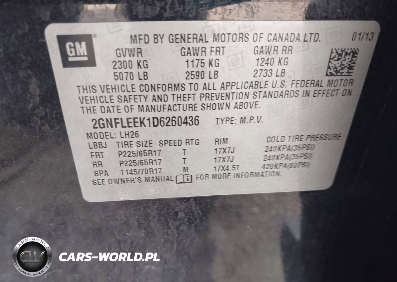 2013 Chevrolet Equinox Lt VIN:2GNFLEEK1D6260436 - 9