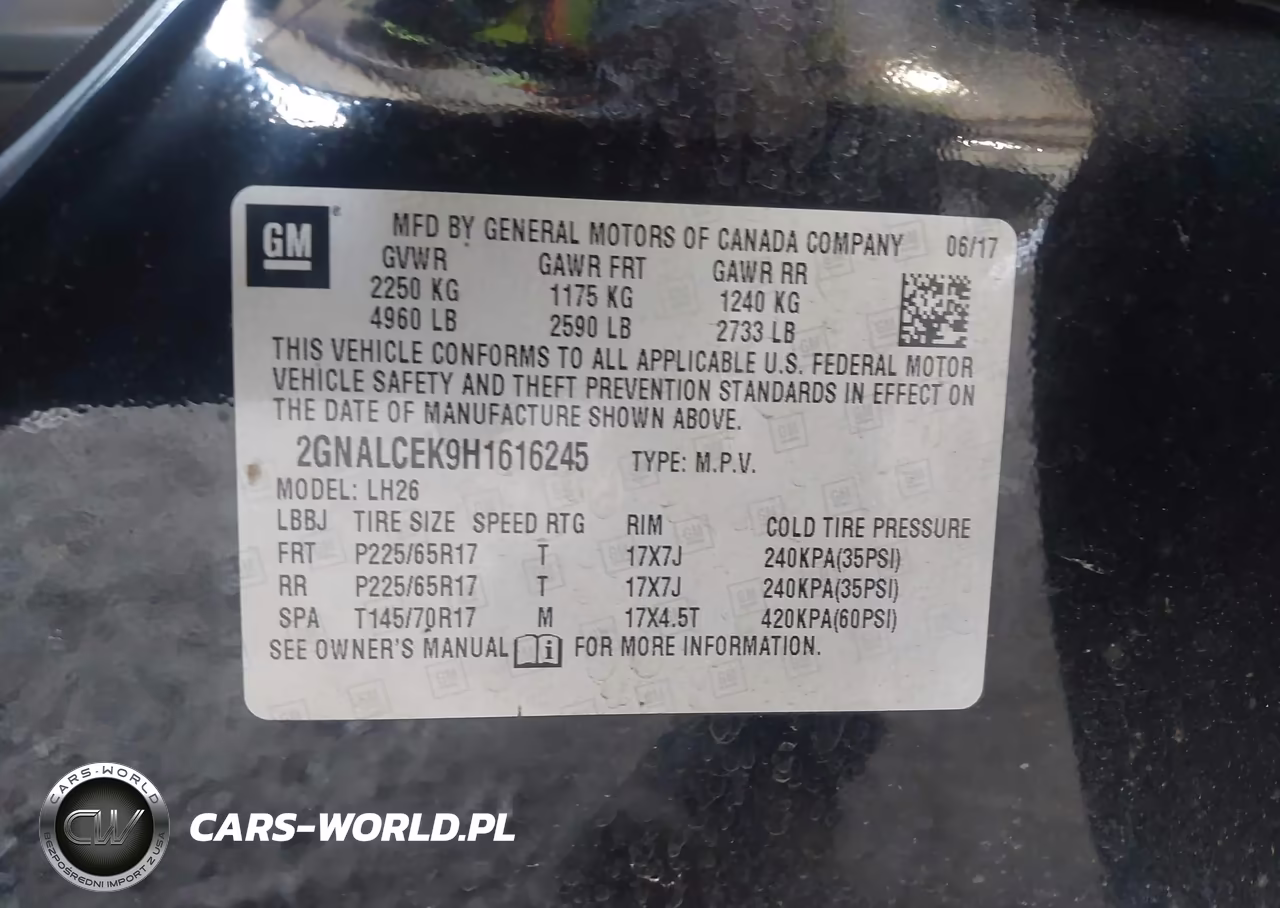 2017 Chevrolet Equinox Lt VIN:2GNALCEK9H1616245 - 9