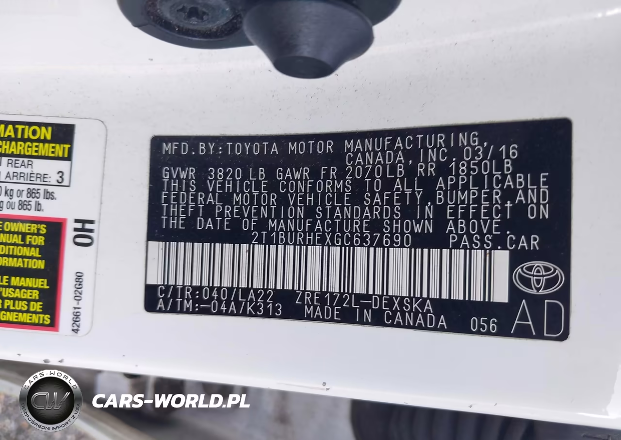 2016 Toyota Corolla S Premium VIN:2T1BURHEXGC637690 - 9