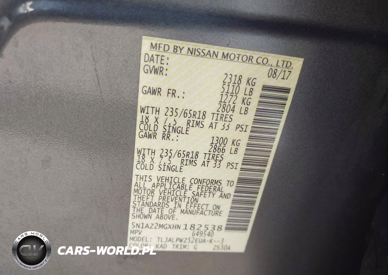 2017 Nissan Murano S VIN:5N1AZ2MGXHN182538 - 9