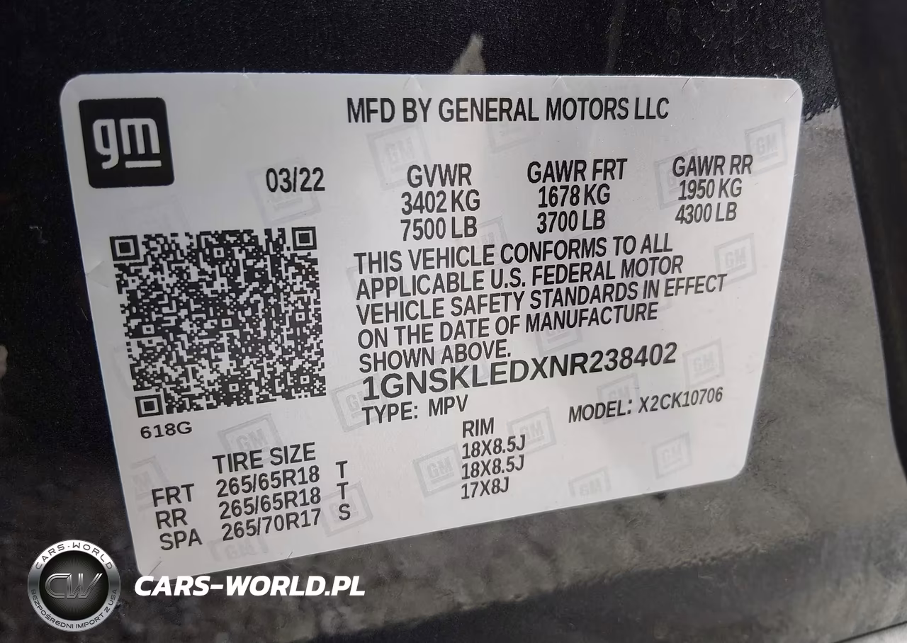 2022 Chevrolet Tahoe 4Wd Commercial Fleet VIN:1GNSKLEDXNR238402 - 9