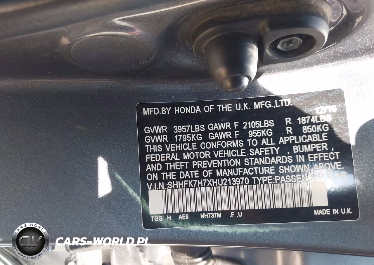 2017 Honda Civic Ex-L VIN:SHHFK7H7XHU213970 - 9
