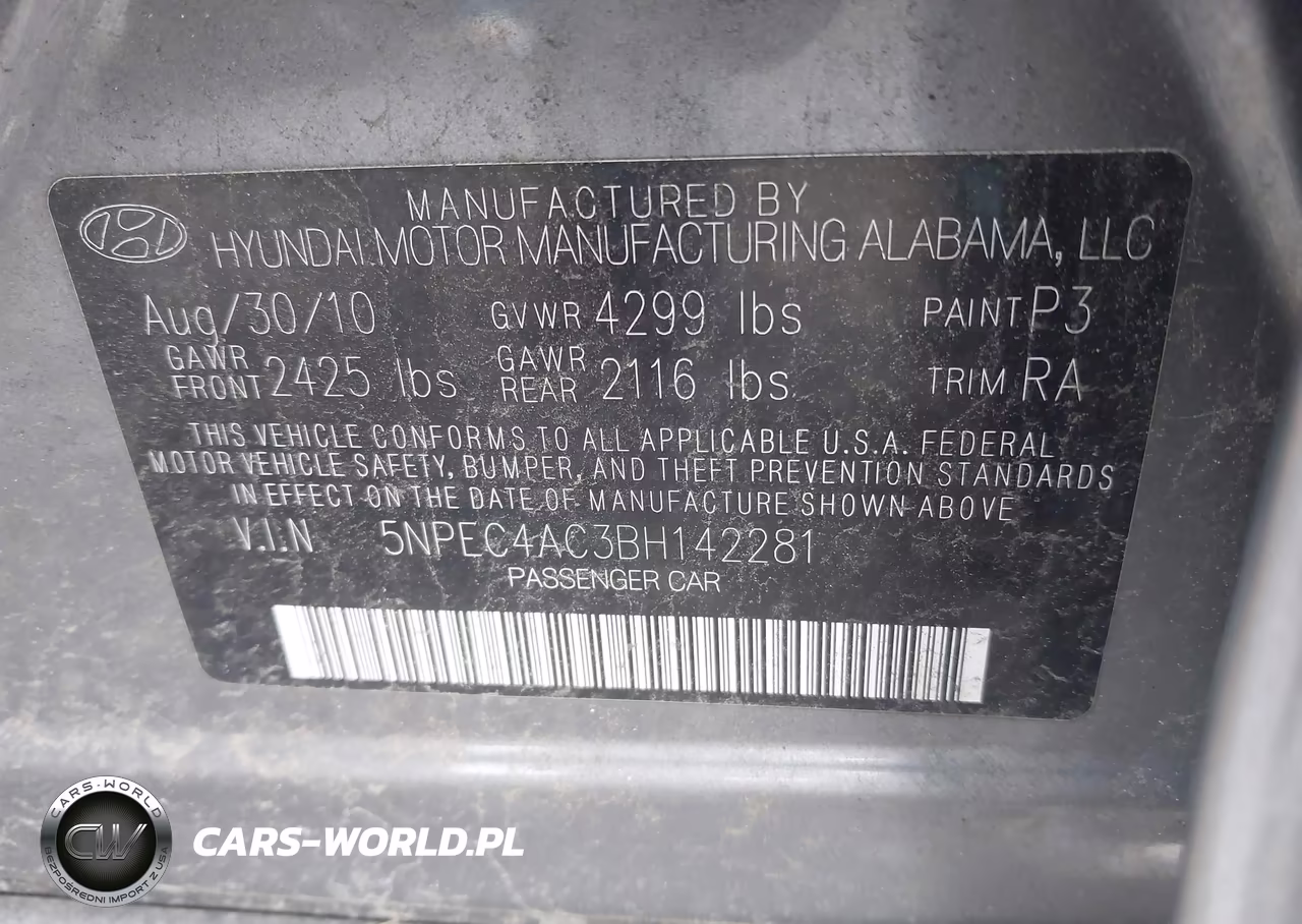 2011 Hyundai Sonata Limited VIN:5NPEC4AC3BH142281 - 9