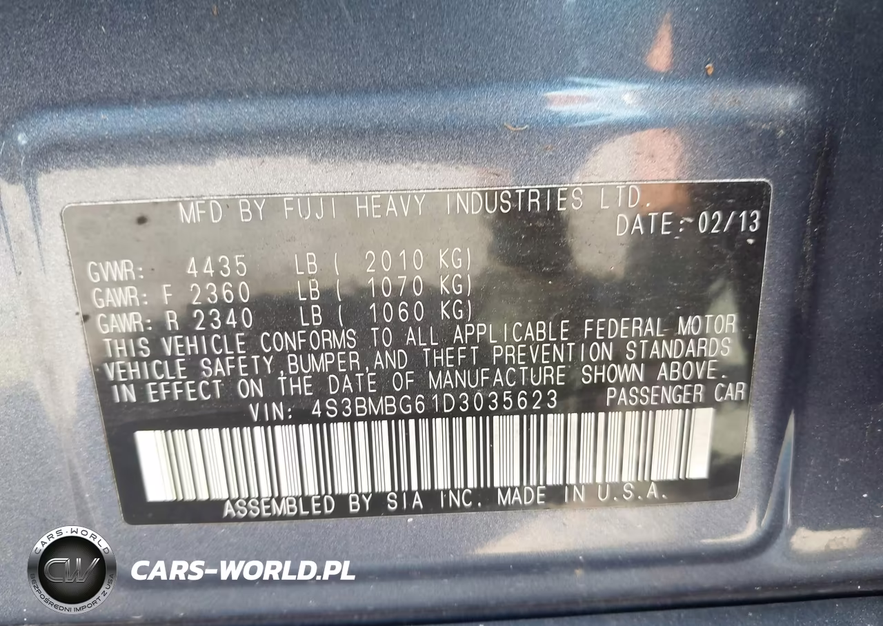 2013 Subaru Legacy 2.5 I Sport VIN:4S3BMBG61D3035623 - 9