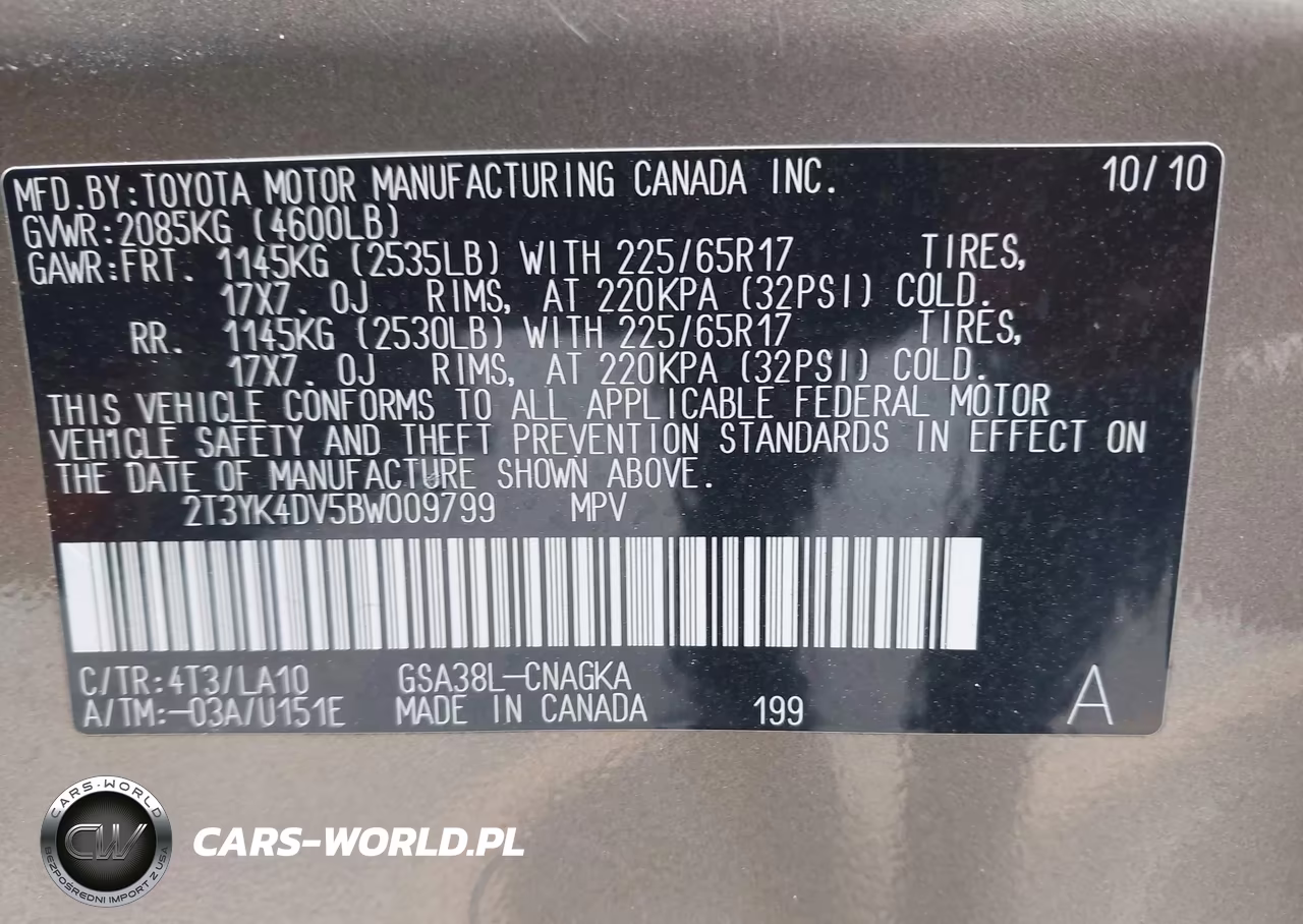 2011 Toyota Rav4 Limited V6 VIN:2T3YK4DV5BW009799 - 9