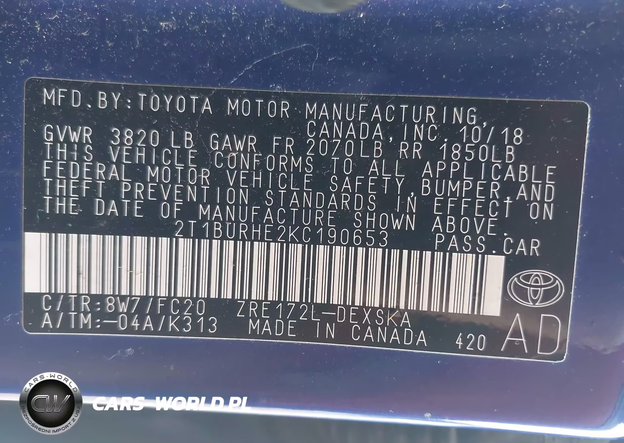 2019 Toyota Corolla Se VIN:2T1BURHE2KC190653 - 9