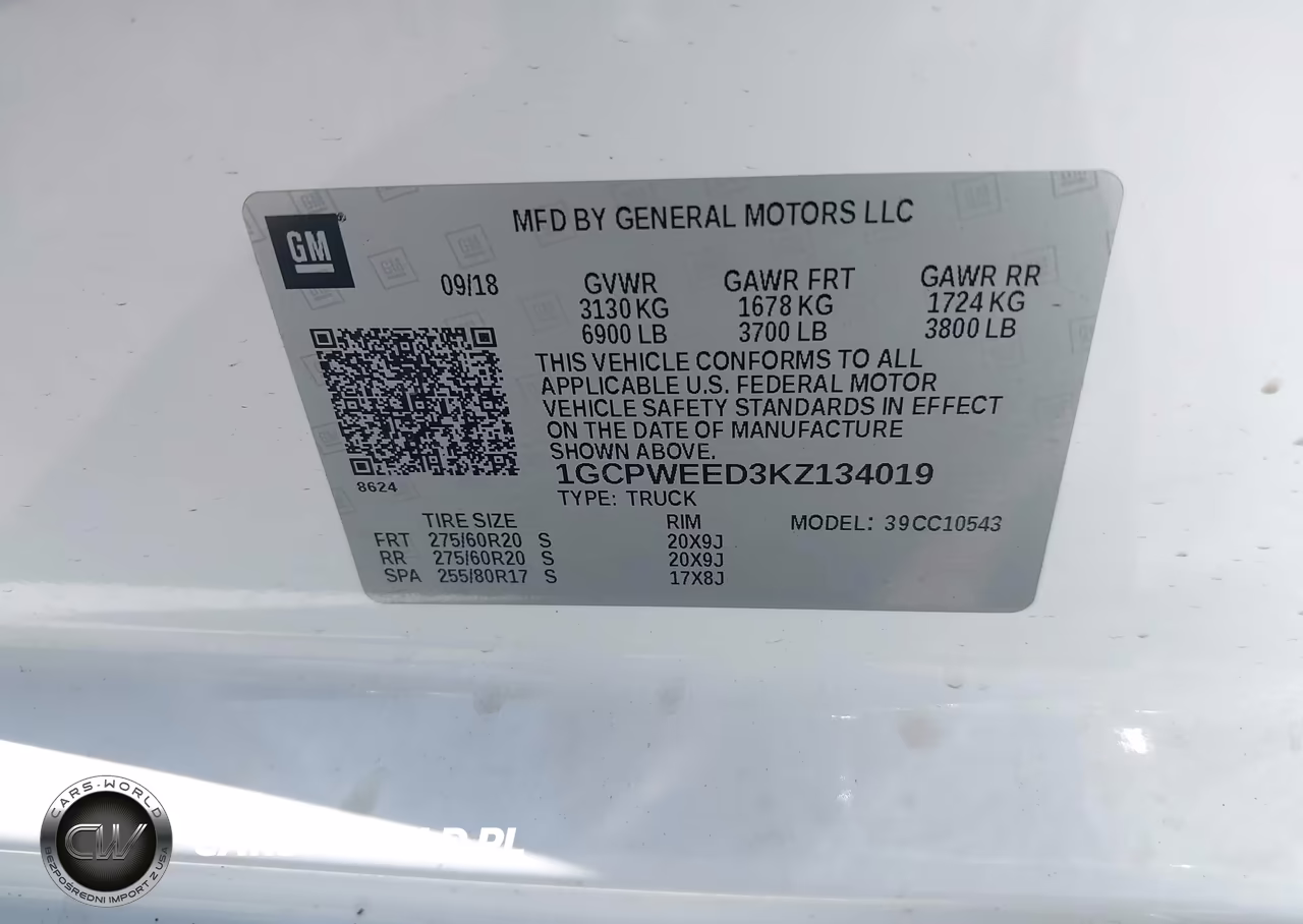 2019 Chevrolet Silverado 1500 Ltz VIN:1GCPWEED3KZ134019 - 9