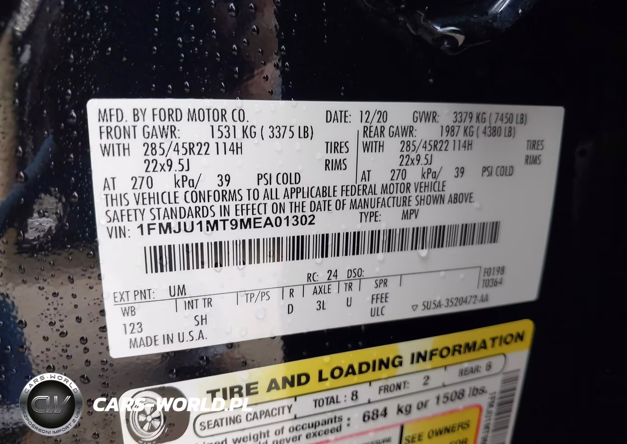 2021 Ford Expedition Platinum VIN:1FMJU1MT9MEA01302 - 9