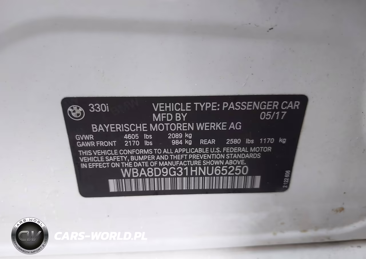 2017 BMW 330I xDrive VIN:WBA8D9G31HNU65250 - 9