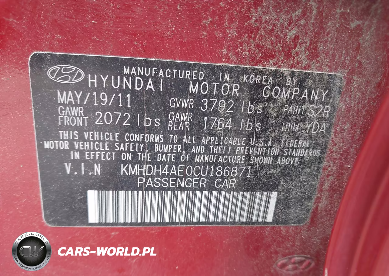 2012 Hyundai Elantra Limited (Ulsan Plant) VIN:KMHDH4AE0CU186871 - 9