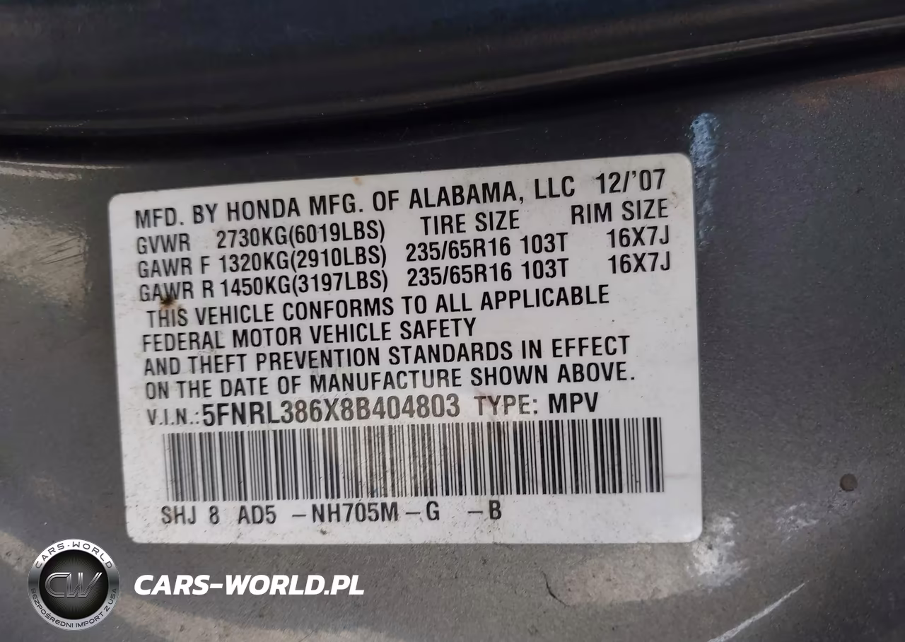 2008 Honda Odyssey Ex-L VIN:5FNRL386X8B404803 - 9