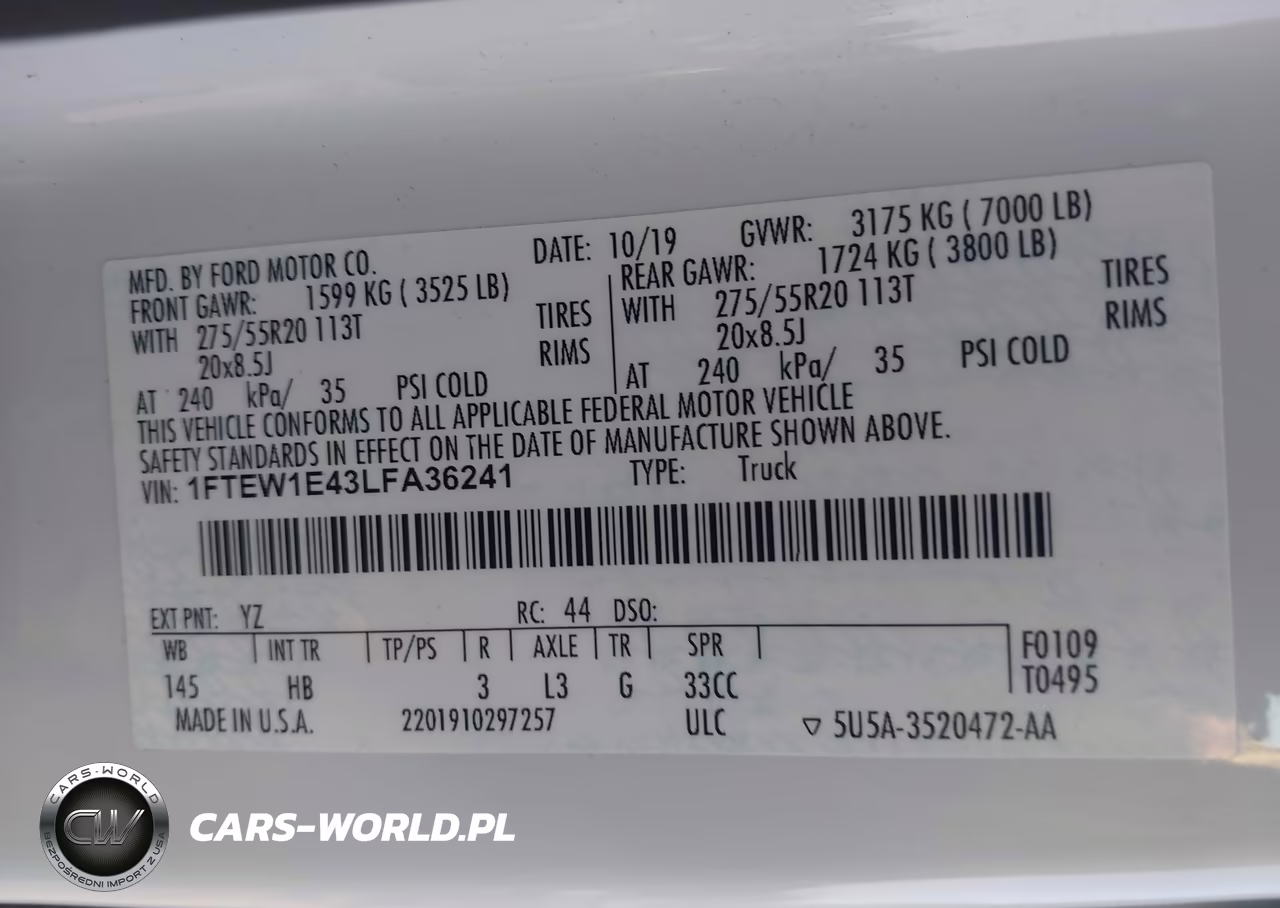 2020 Ford F-150 Lariat VIN:1FTEW1E43LFA36241 - 9