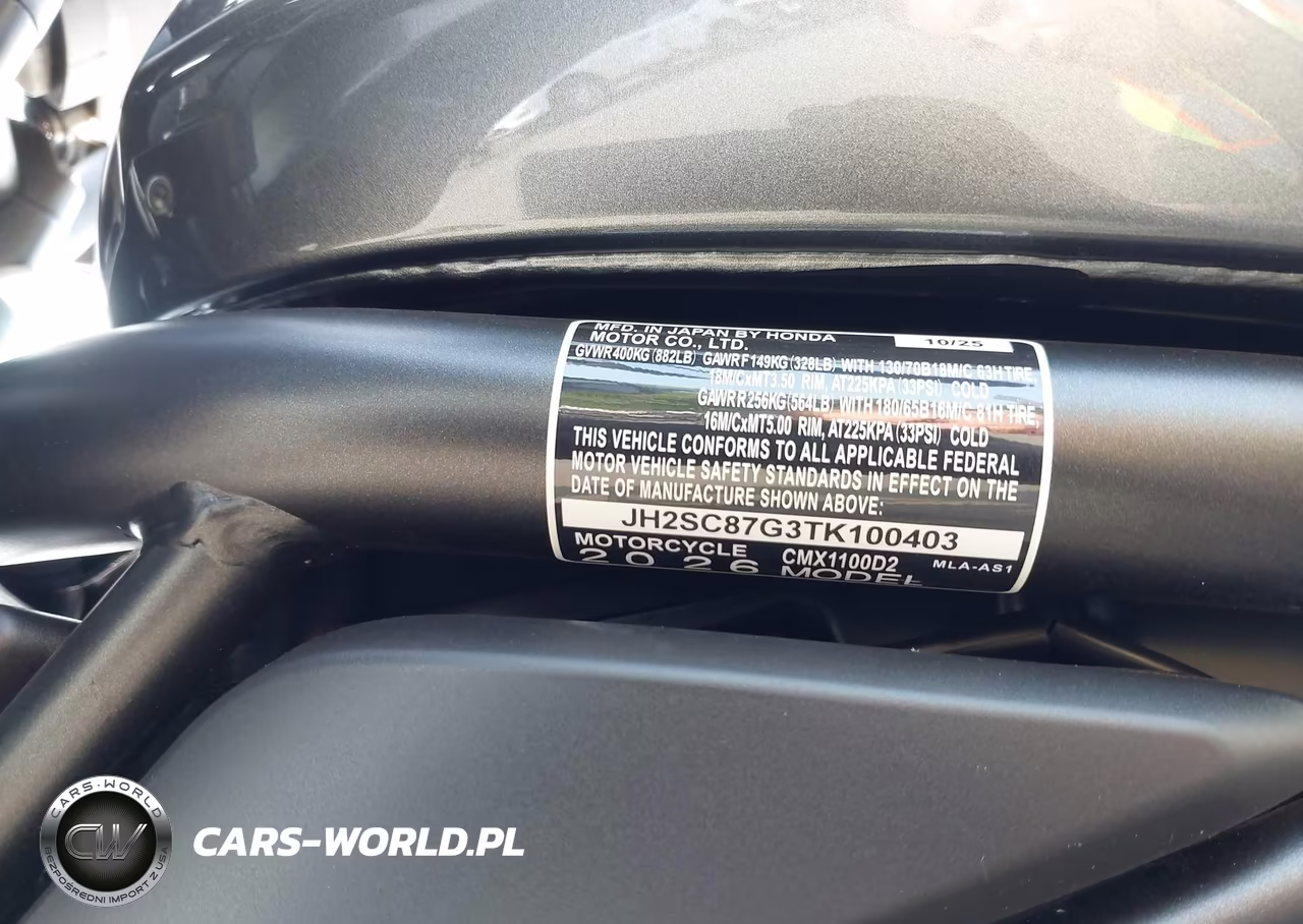 2026 Honda Cmx1100 D2 VIN:JH2SC87G3TK100403 - 10