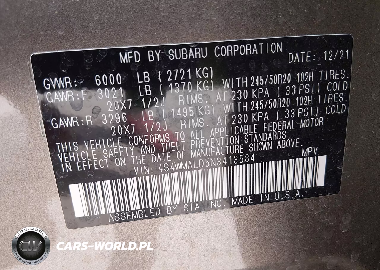 2022 Subaru Ascent Limited VIN:4S4WMALD5N3413584 - 9