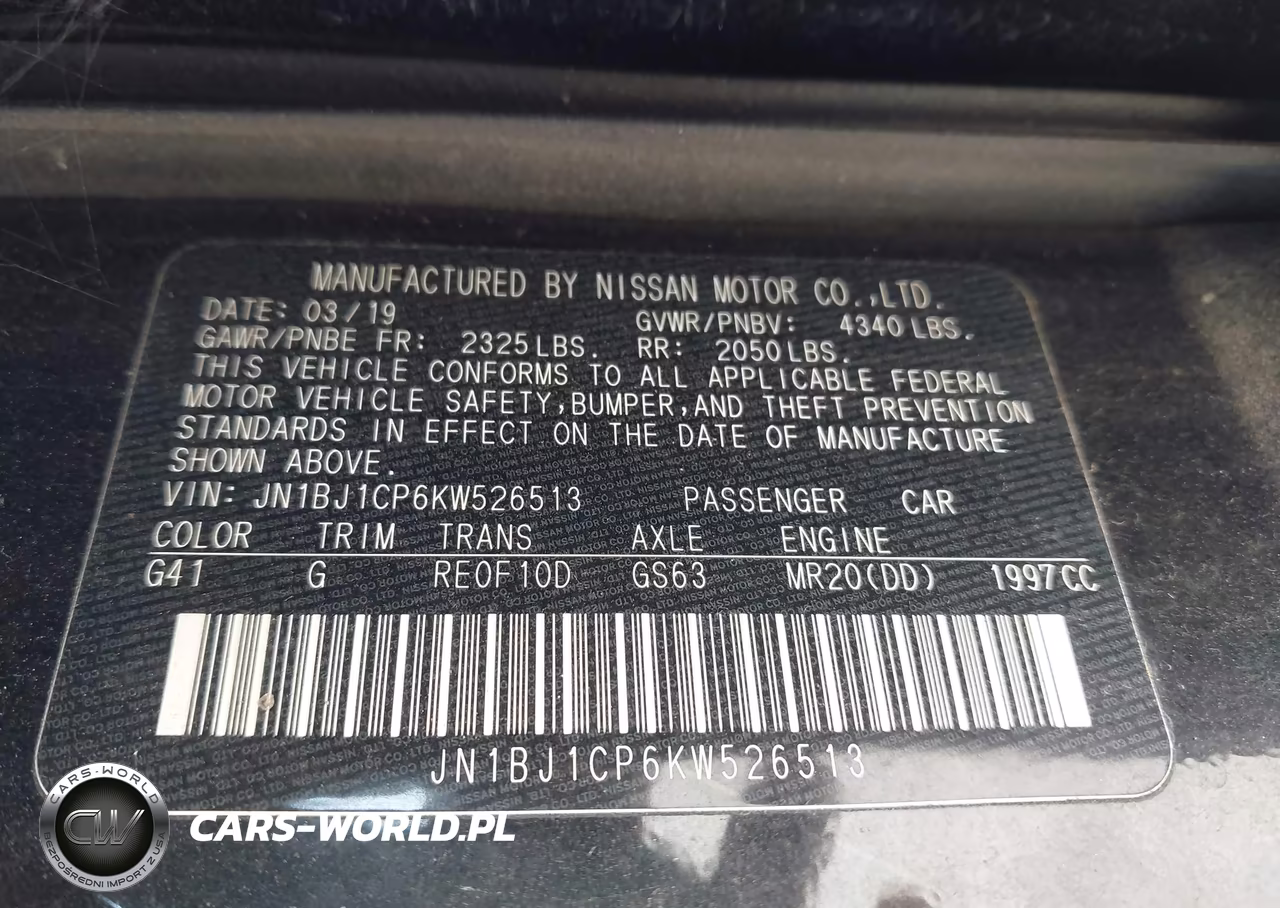 2019 Nissan Rogue Sport S VIN:JN1BJ1CP6KW526513 - 9