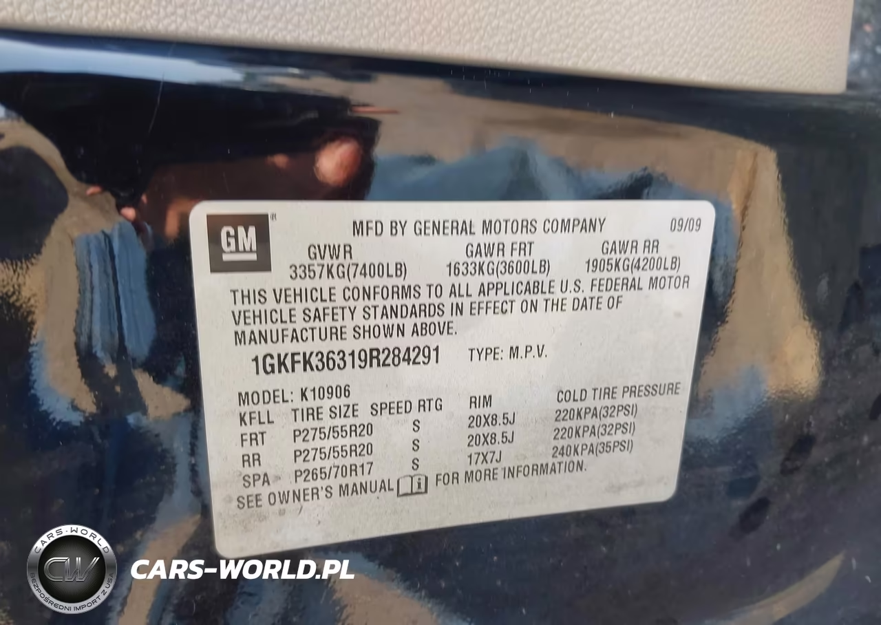 2009 GMC Yukon Xl Slt W-4Sb VIN:1GKFK36319R284291 - 9