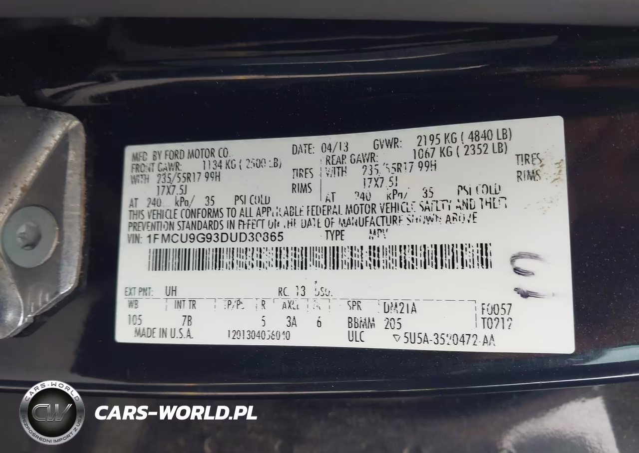 2013 Ford Escape Se VIN:1FMCU9G93DUD30865 - 9