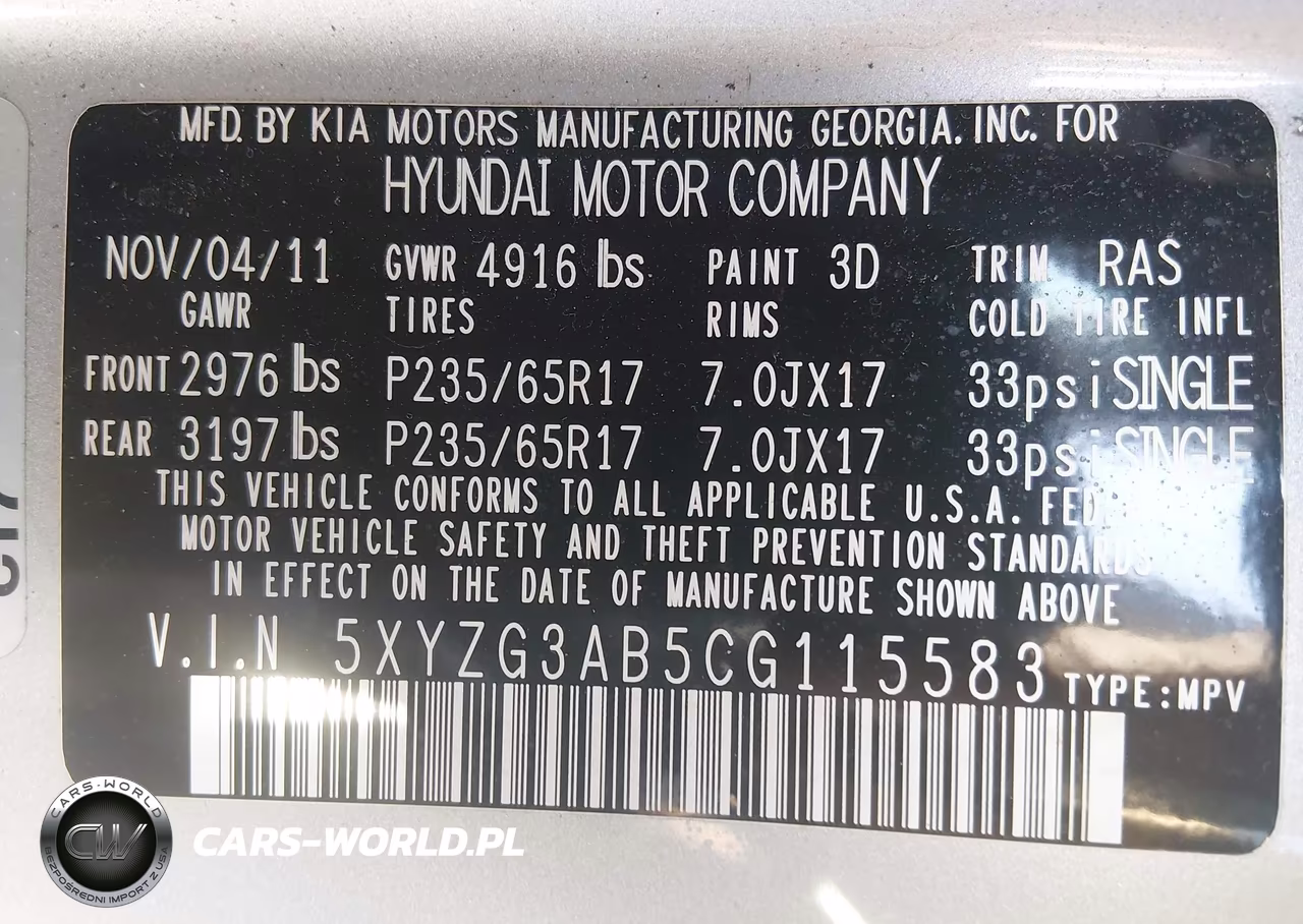 2012 Hyundai Santa Fe Gls VIN:5XYZG3AB5CG115583 - 9