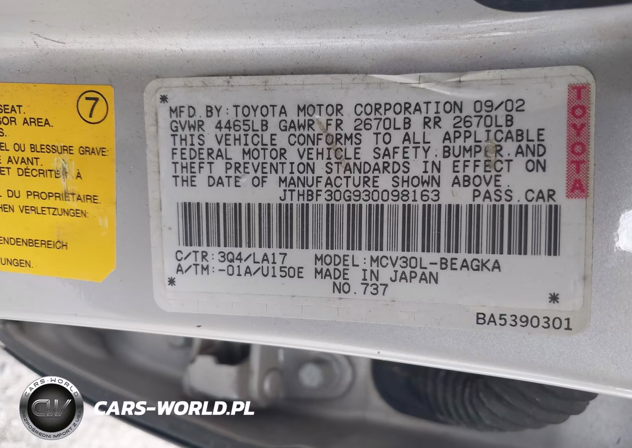 2003 Lexus Es 300 VIN:JTHBF30G930098163 - 9