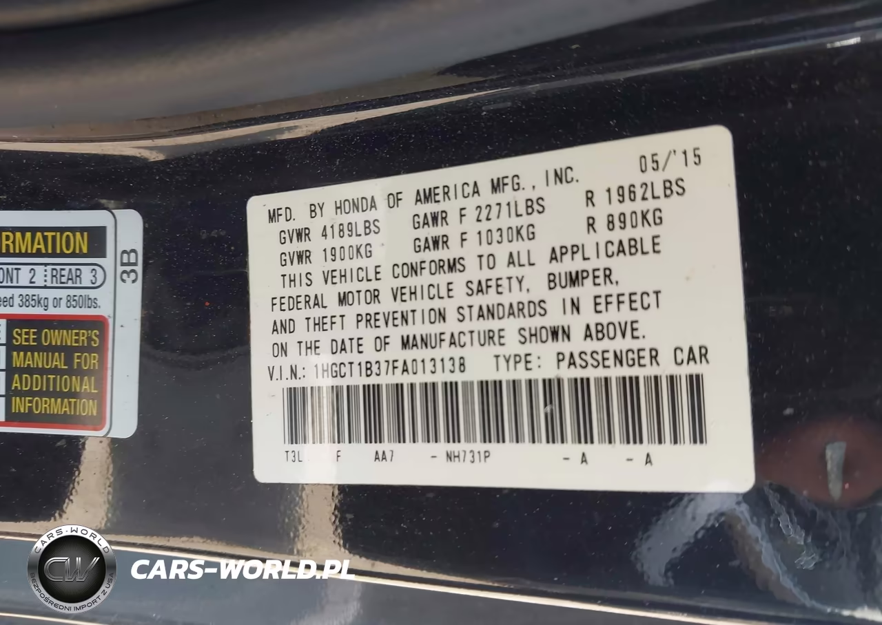 2015 Honda Accord Lx-S VIN:1HGCT1B37FA013138 - 9