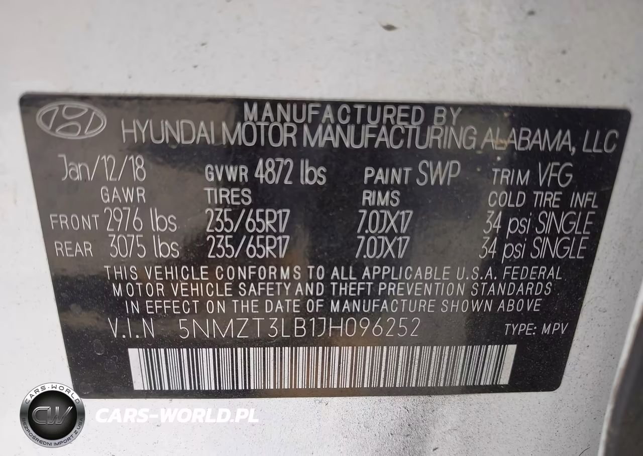 2018 Hyundai Santa Fe Sport 2.4L VIN:5NMZT3LB1JH096252 - 9