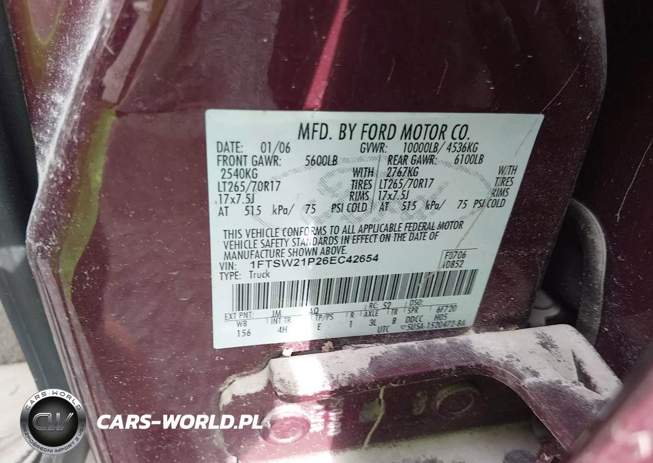 2006 Ford F-250 VIN:1FTSW21P26EC42654 - 9
