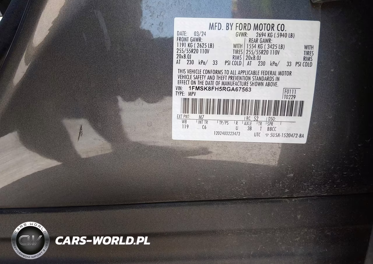 2024 Ford Explorer Limited VIN:1FMSK8FH5RGA67563 - 9