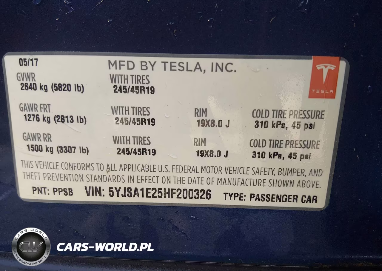2017 Tesla Model S 100D-60D-75D-90D-P100D VIN:5YJSA1E25HF200326 - 9