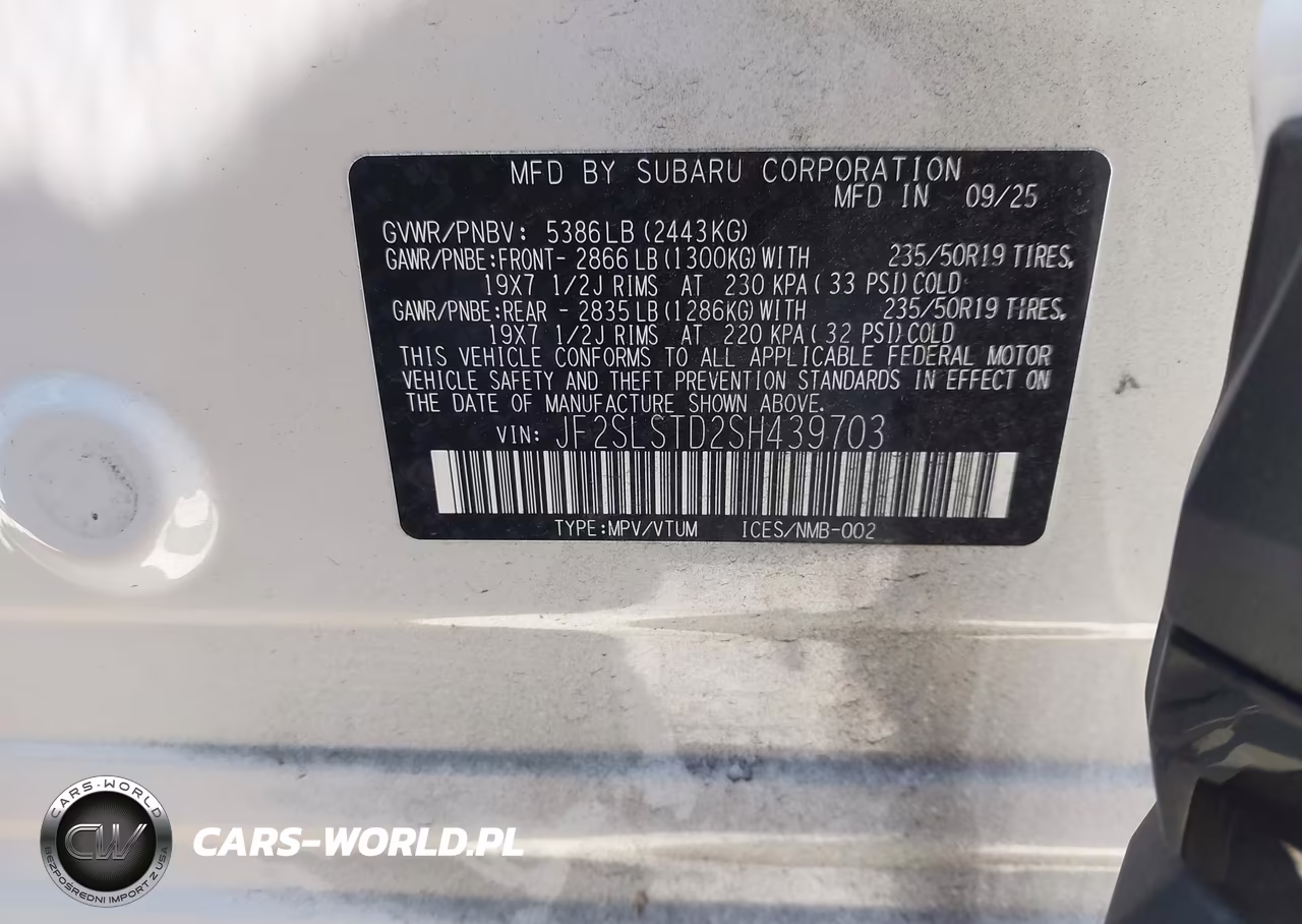 2025 Subaru Forester Touring Hybrid VIN:JF2SLSTD2SH439703 - 9