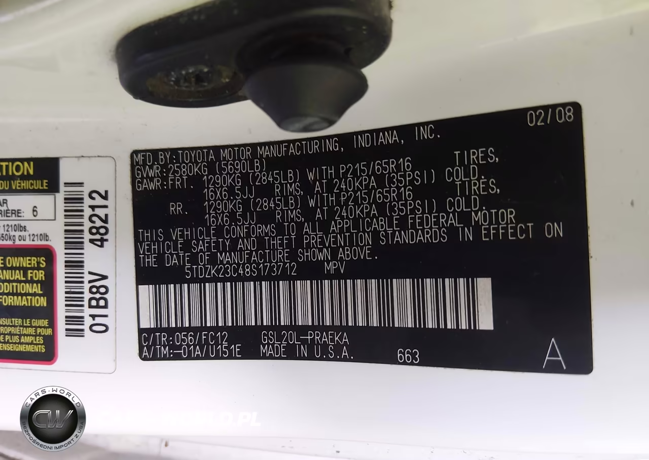2008 Toyota Sienna Le VIN:5TDZK23C48S173712 - 9