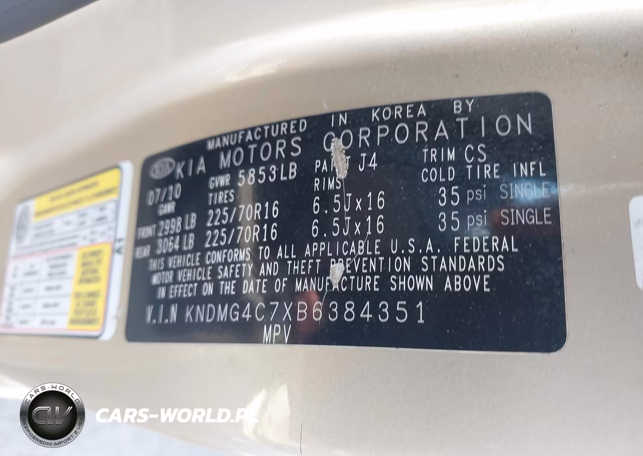 2011 Kia Sedona Lx VIN:KNDMG4C7XB6384351 - 9