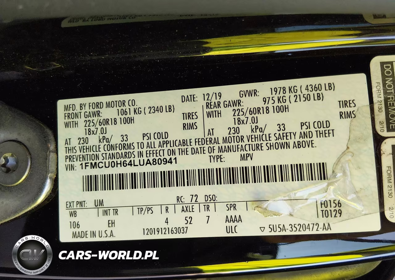 2020 Ford Escape Sel VIN:1FMCU0H64LUA80941 - 9
