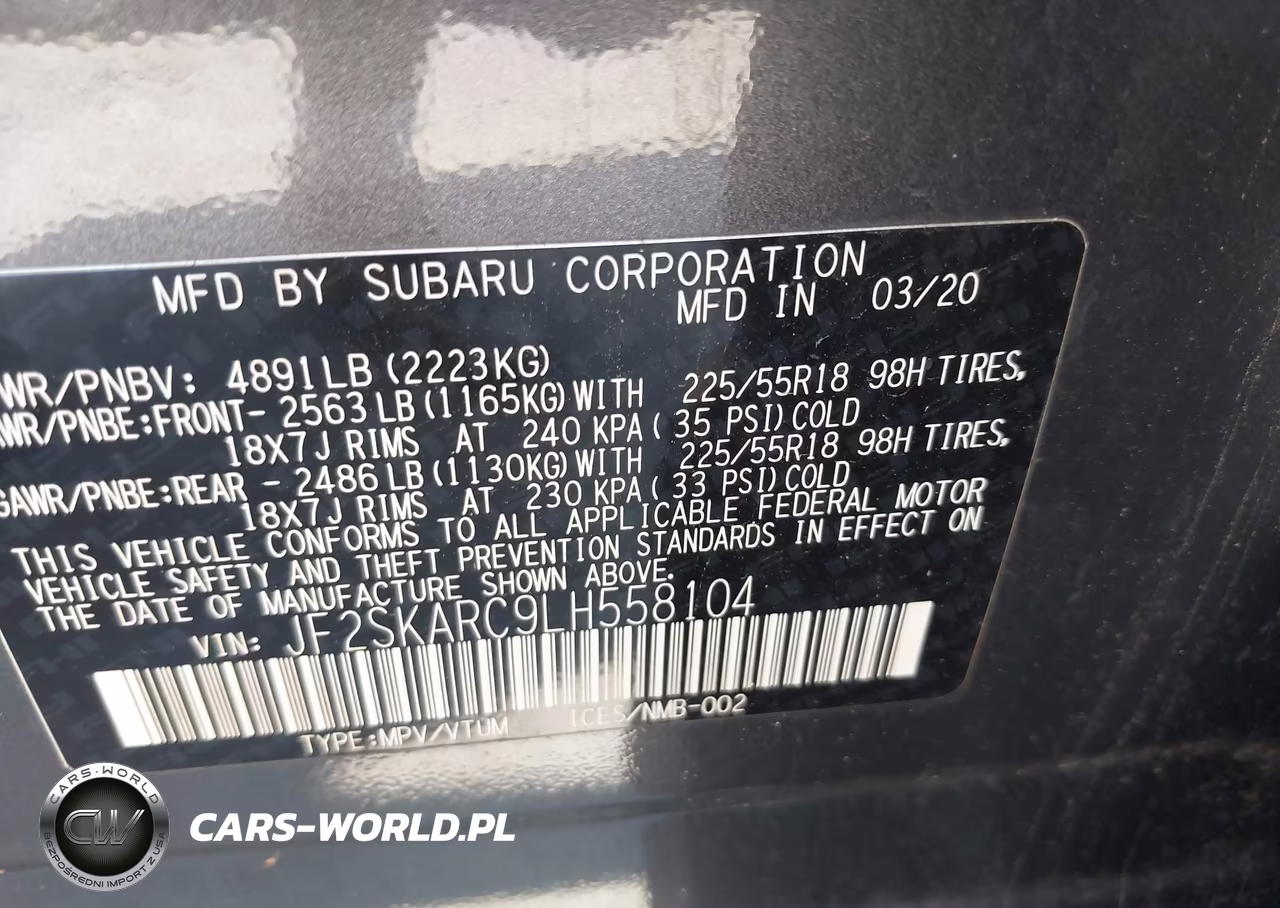 2020 Subaru Forester Sport VIN:JF2SKARC9LH558104 - 9