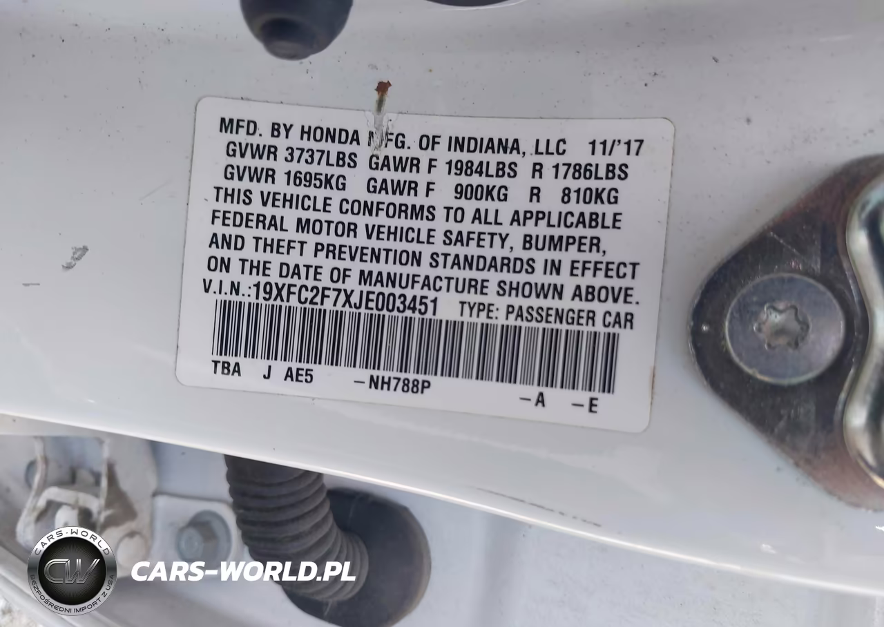 2018 Honda Civic Ex VIN:19XFC2F7XJE003451 - 9