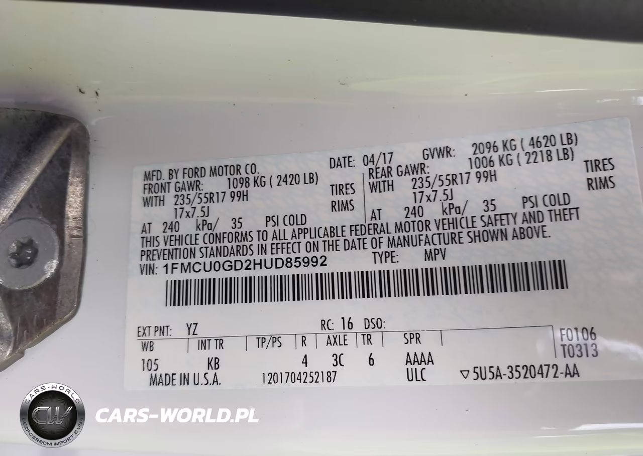 2017 Ford Escape Se VIN:1FMCU0GD2HUD85992 - 9