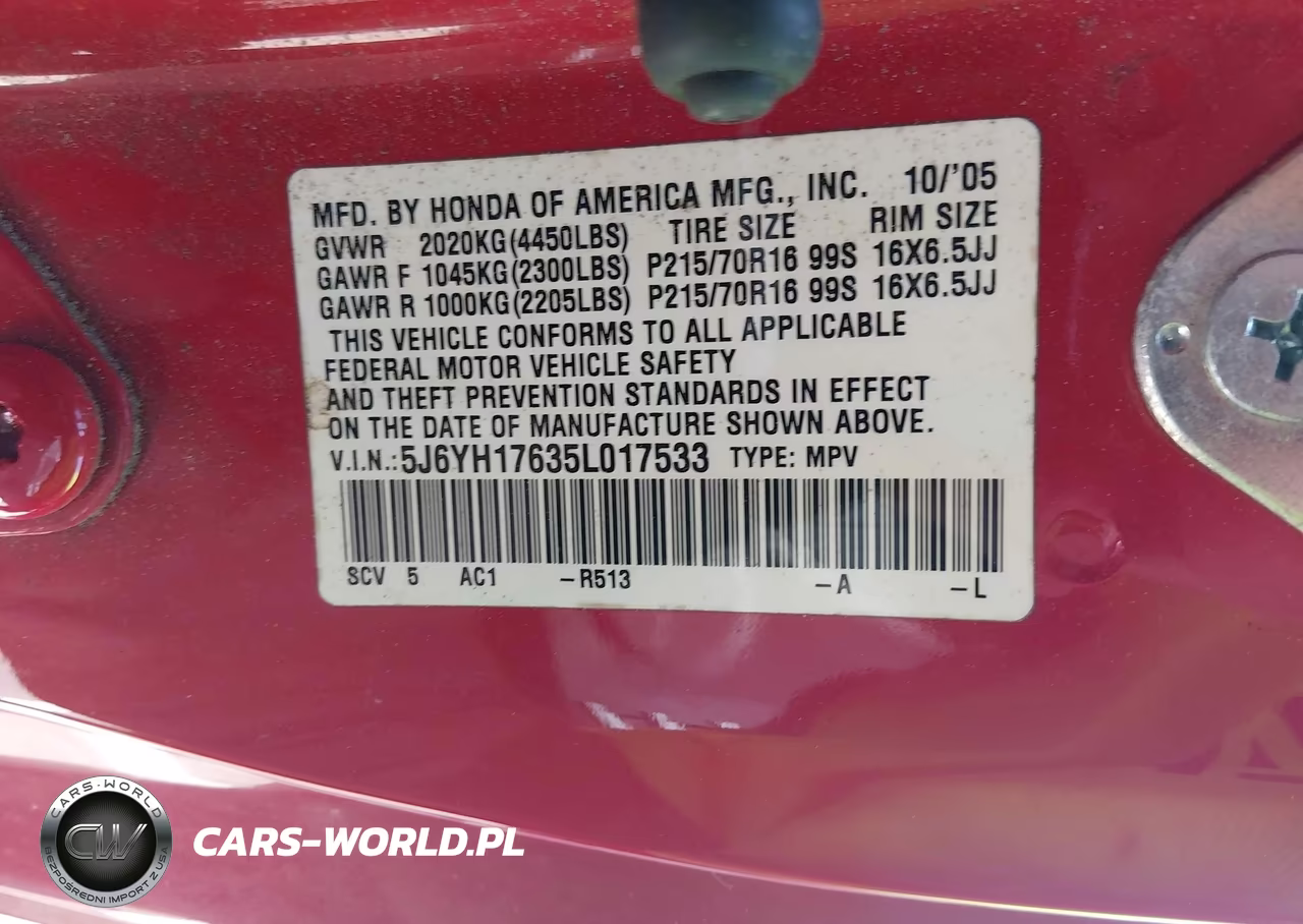 2005 Honda Element Ex VIN:5J6YH17635L017533 - 9